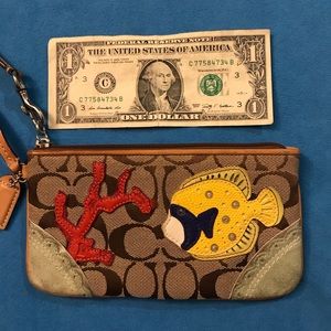 Coach Wristlet with Fish and Coral